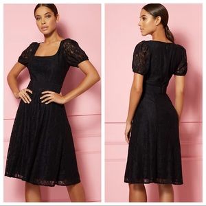 NY & Co - Eva Mendes - Rosalita Black Lace Fit & Flare A-Line Dress, Size 4 P